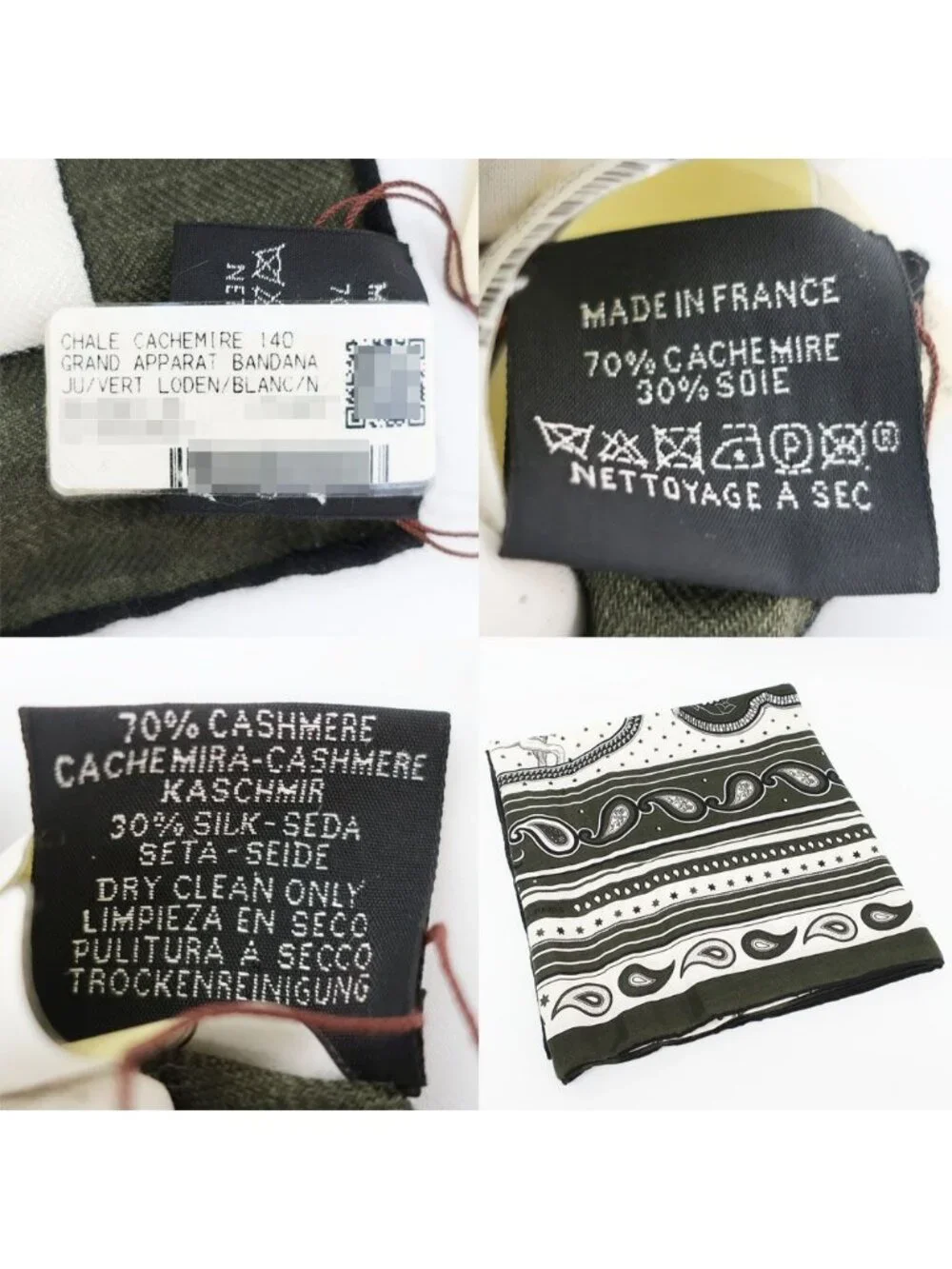 Hermes Carre Geant Grand Appara Bandana Scarf Cashmere Silk Moss Green
